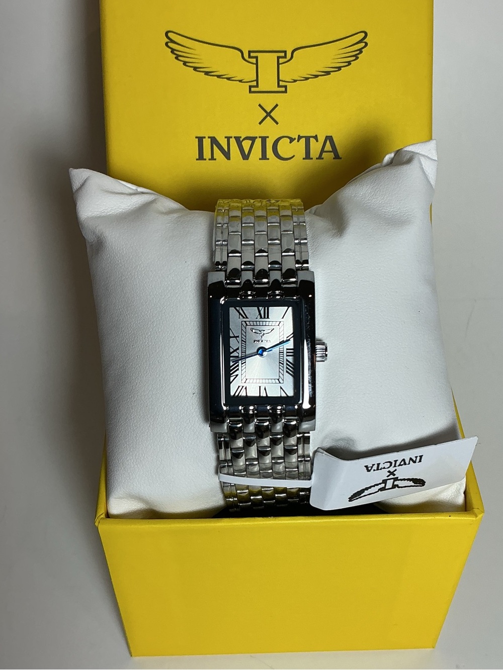 Invicta Silver Rectangular Women's Stainless Steel Watch with White Dial